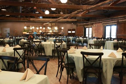 Wedding reception tables in The Hall