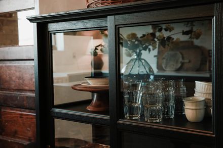 Kitchen prep counter and shelving